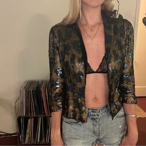 Adrianna Papell Sequin Leopard Blazer size 4